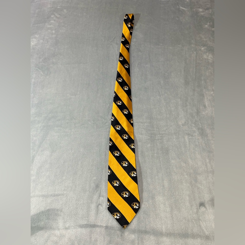 Missouri Tigers Black and Gold Striped Silk tie